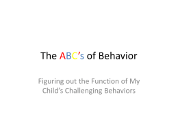 The ABC’s of Behavior