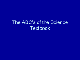 The ABC’s of the Science Textbook