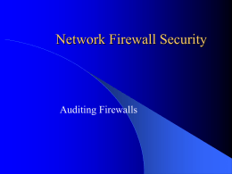 Network Firewall Security - ISACA San Francisco Home Page