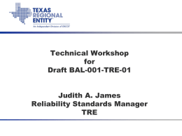 Technical Workshop - Texas Reliability Entity