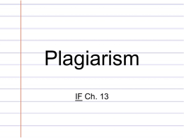 Plagiarism - Alyson's Teaching Portfolio