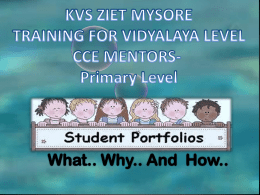 Student Portfolios- What, Why and How