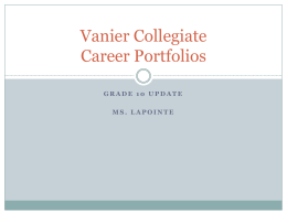 Vanier Collegiate Career Portfolios