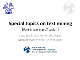 Special topics on text mining [Representation and