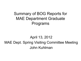 Modifications to the MAE Dept. Promotion & Tenure/Annual