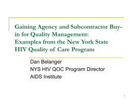 New York State HIV Quality of Care Program Update