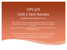 HPC3OI Unit 2 Test Review - Waterloo Region District