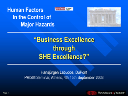 Business Excellence through SHE Excellence