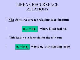 Unit 1 Outcome 4 Recurrence Relations