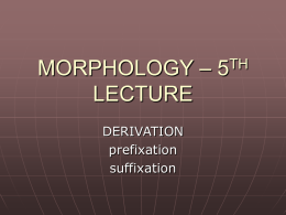 MORPHOLOGY – 5TH LECTURE