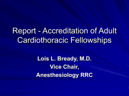 Report - Accreditation of Adult Cardiothoracic Fellowships