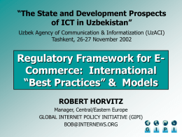 Regulatory Framework for E-Commerce: International “Best