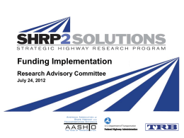 SHRP2 Solutions: Funding Implementation