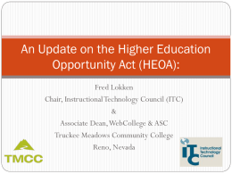 How the Higher Education Opportunity Act (HEOA) Affects