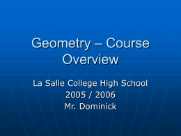 Geometry – Course Overview - La Salle College High School