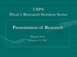 CBPA Dean's Research Seminar Series