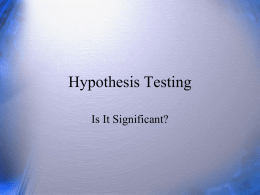 Hypothesis Testing - University of South Florida