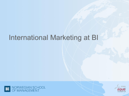 International Marketing at BI - BI Norwegian Business School