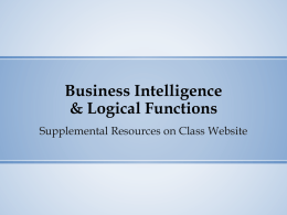 Business Intelligence& Logical Functions