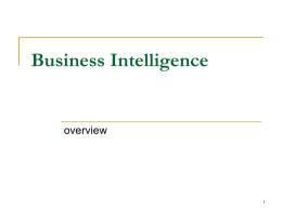 Business Intelligence overview