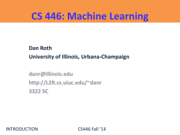 Machine Learning Class - Dan Roth