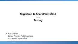 Migration Testing by Alexander Windel (MS) 5/14/2014