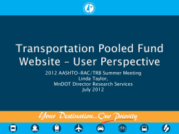 Transportation Pooled Fund Website: User Perspective