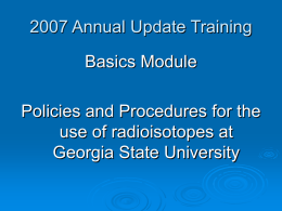 Radiation Safety Short Course