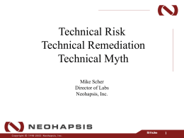 Technical Risk Technical Remediation Technical Myth Mike
