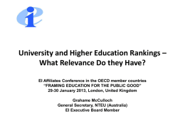University and Higher Education Rankings – What Relevance