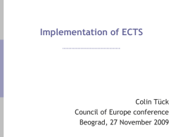Implementation of ECTS - Council of Europe Office in Belgrade