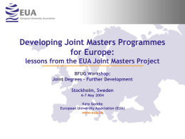 Joint Masters Programmes in Practice: lessons from EUA project