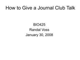 How to Give a Journal Club Talk