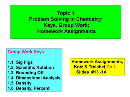 Keys, Group work, Topic 1 Problem solving in chemistry