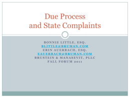 Due Process and State Complaints