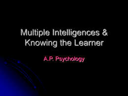 Multiple Intelligences & Knowing the Learner
