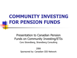 COMMUNITY INVESTING FOR PENSION FUNDS