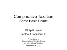 Comparative Taxation - Steptoe & Johnson LLP