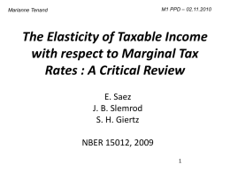 The Elasticity of Taxable Income with respect to Marginal