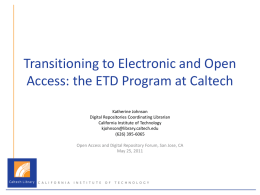 Transitioning to Electronic and Open Access: the ETD