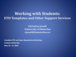 Working with students: ETD templates and other support