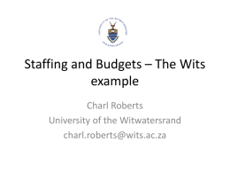Staffing and Budgets – The Wits example