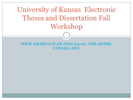 University of Kansas Electronic Theses and Dissertation