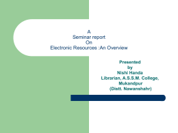 A Seminar report On Electronic Resources and its uses