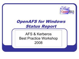 OpenAFS for Windows Status Report