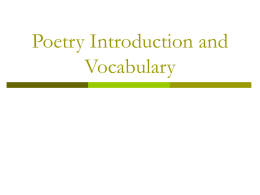Poetry Introduction and Vocabulary