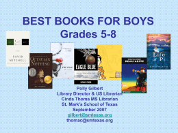 BEST BOOKS FOR BOYS Grades 5-7or 8