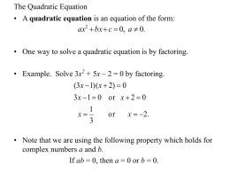 The Quadratic Equation
