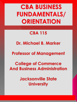 CBA ORIENTATION - JSU | Management and Marketing | Welcome