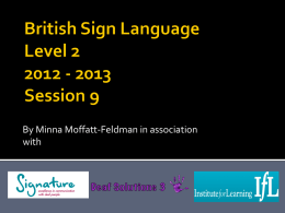 Basic British Sign Language for Staff and Volunteers of